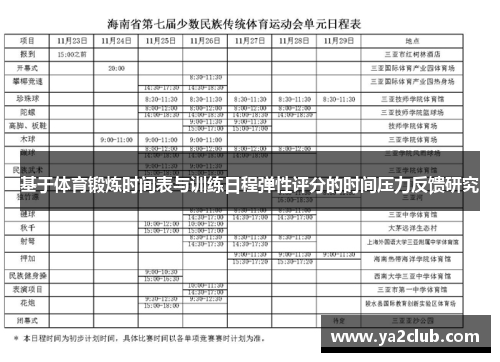 基于体育锻炼时间表与训练日程弹性评分的时间压力反馈研究